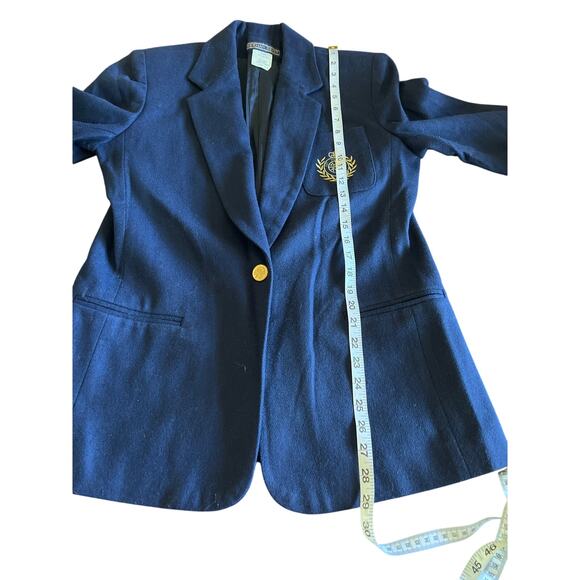 Vintage Herman Geist Size 8 Navy Blue Wool Blazer Preppy Classic - Picture 9 of 10